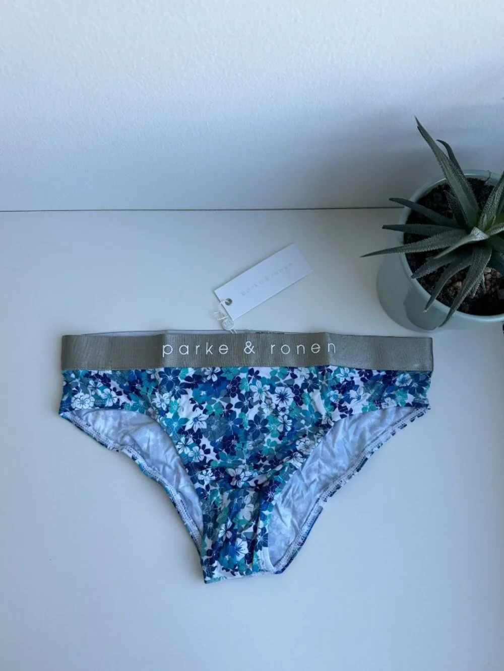 Parke & Ronen - Print Low Rise Brief - Blue Camelia (M)